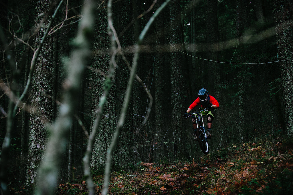 Tyler Horton rides a trail in the Northwest during a December warm event.