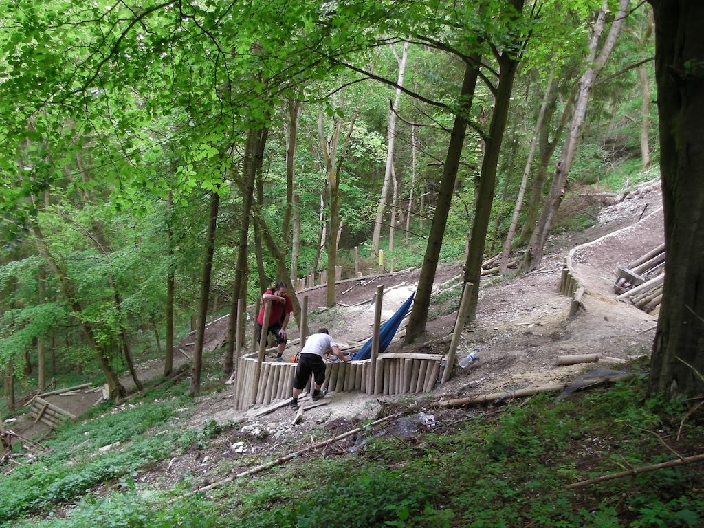 aston hill volunteers prepping the steeper mid section.