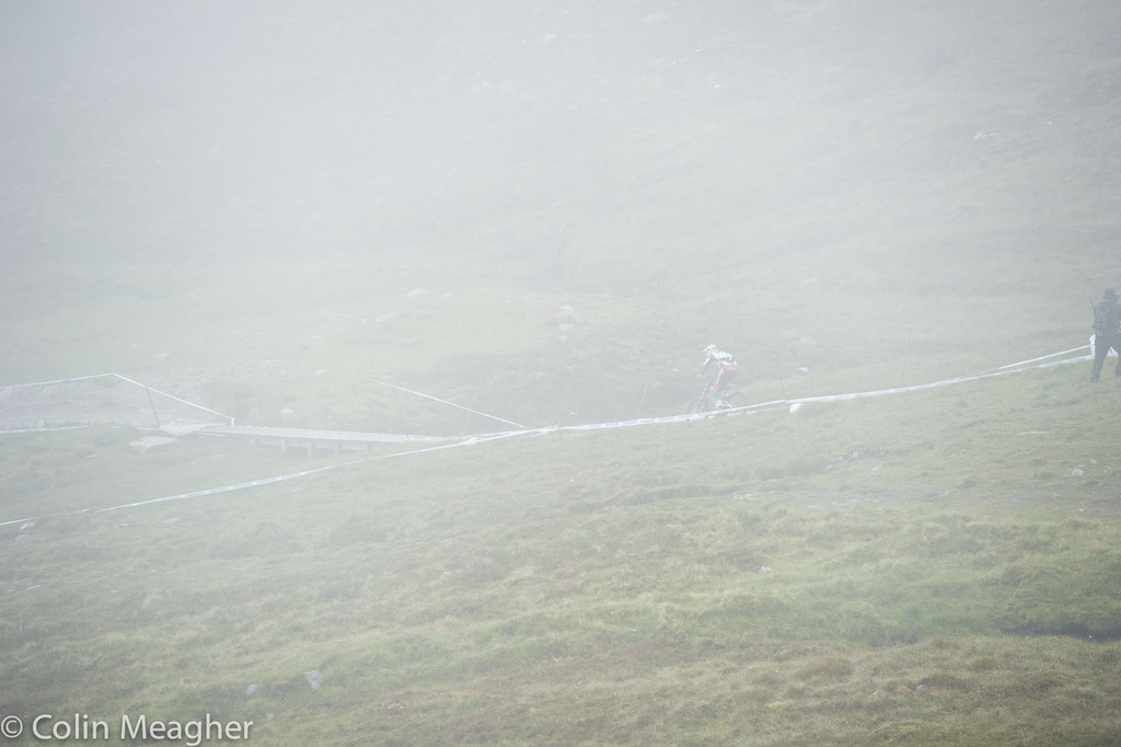 You simply cannot open it up on a track like this without clear vision. More than one rider flatted on rocks hidden in the mist  or missed lines due  to the fog shrouding the track.