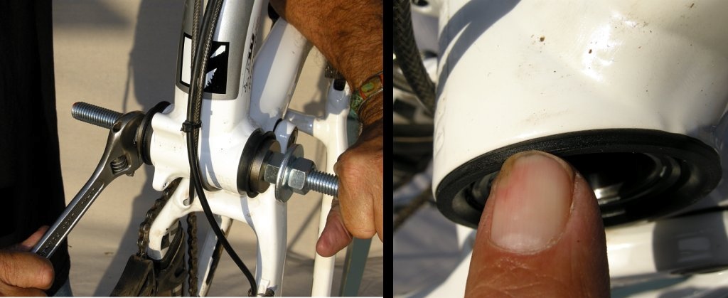 Tighten the press slowly while checking that the bearings are not canted as they enter the shell. here should be no gaps around the circumference of the cup.