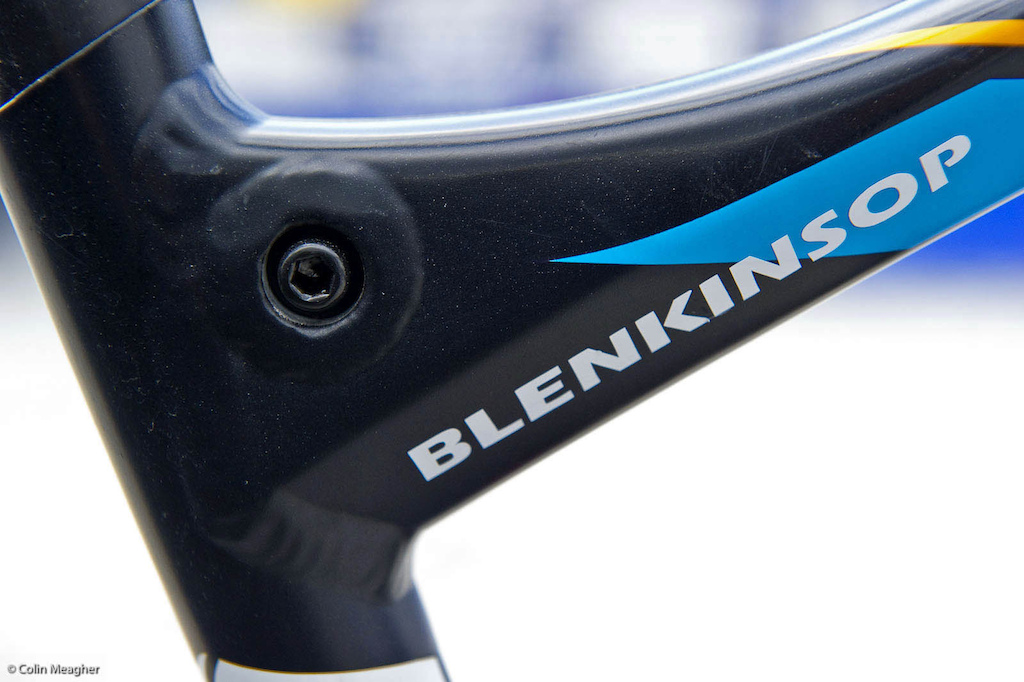 Custom die cut Blenkinsop decal on the frame makes sure that Cam Cole won't pull this bike off the rack by mistake.
