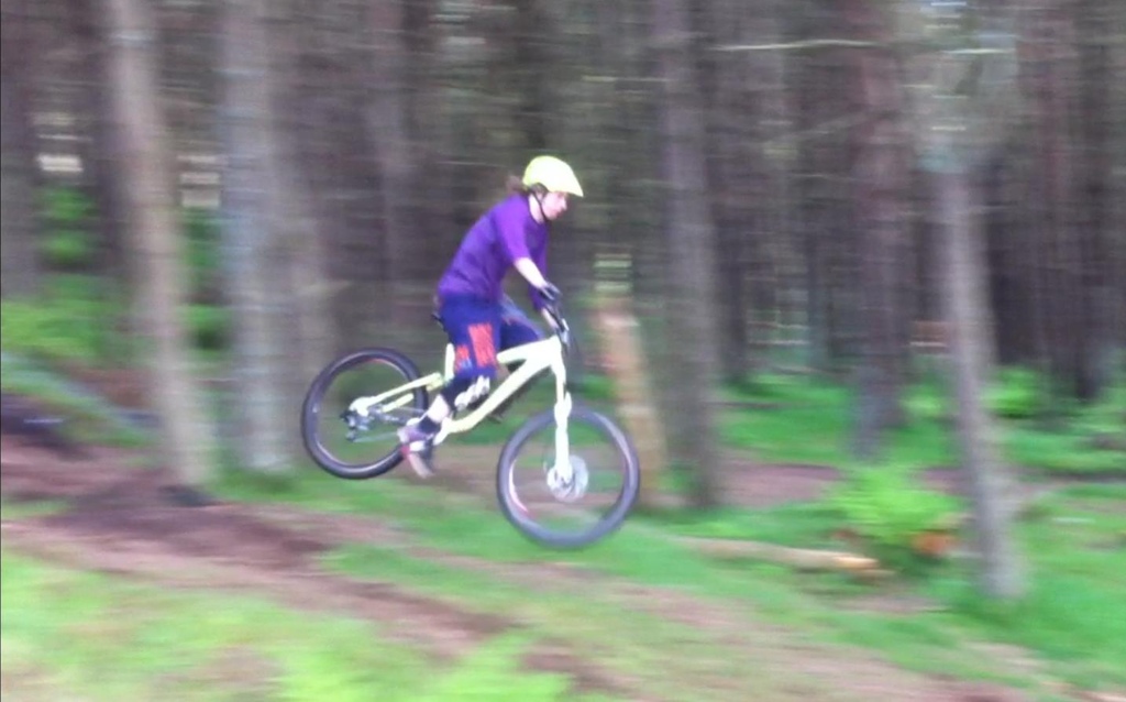 This is a what happens when your chain skips out of gear when leaving the lip of a jump. Good thing I can ride switchfoot.