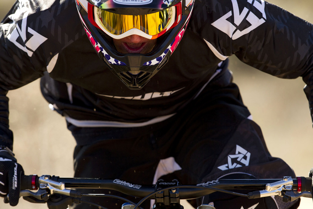 Aaron Gwin prototype testing Shimano Saint in Temecula Califonia February 2012.