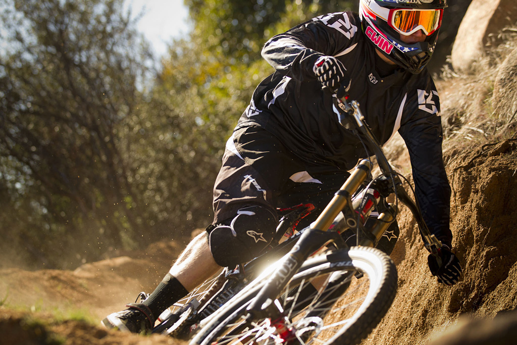 Aaron Gwin prototype testing Shimano Saint in Temecula Califonia February 2012.