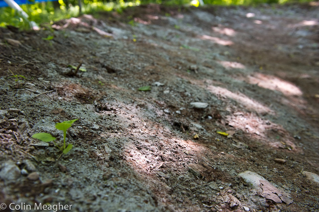 Mid mountain berms have been re-inforced with qucik-crete to resist weather effects to the track.
