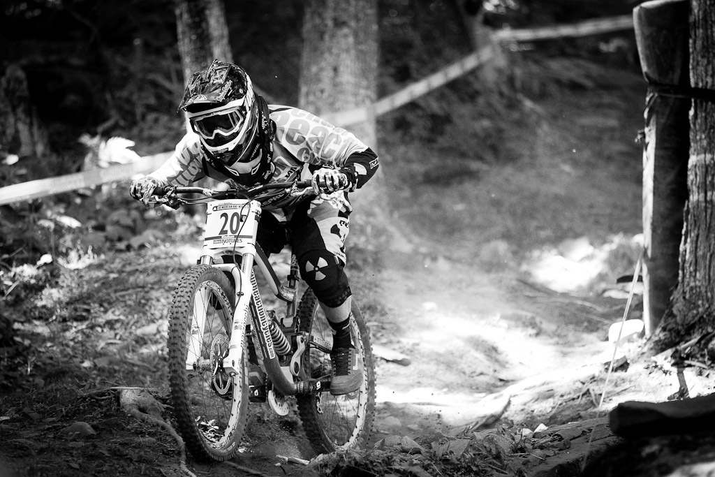 CRC Nukeproof team during first practice for the UCI World Cup in Windham