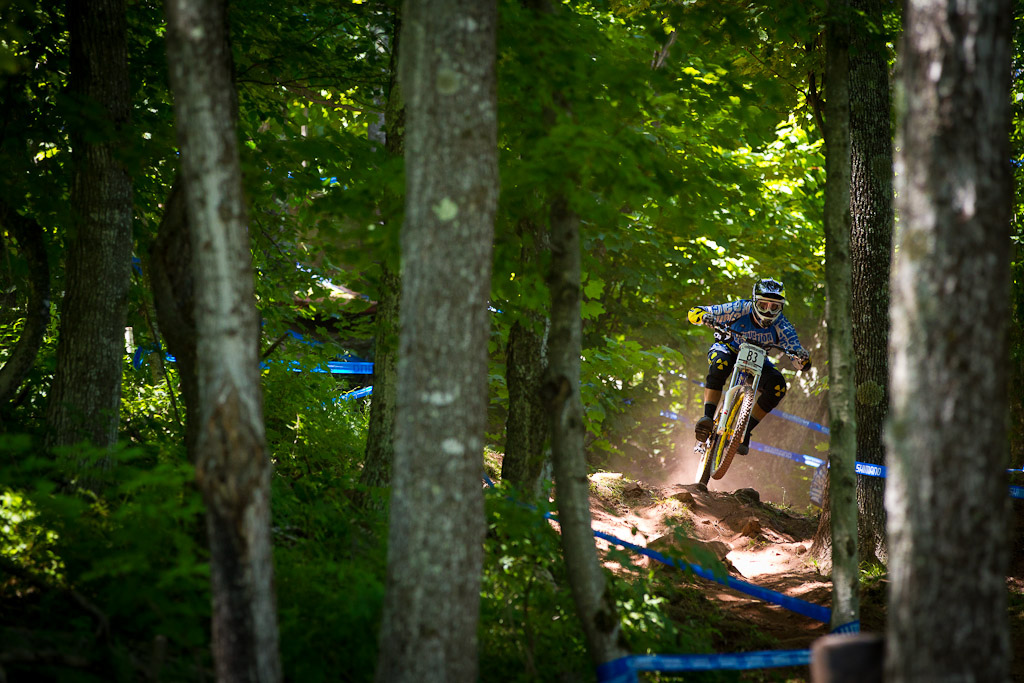 CRC Nukeproof team during first practice for the UCI World Cup in Windham