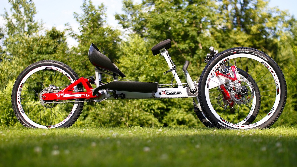 This bike is made for people with spinal﻿ cord injury or legs amputee, that is why is powered by hands Explorer II have double steering systems: regular handlebar and chest steering system. You can steer with your chest when you pedaling, so you can steer and pedal at the same time. more info: www.offroadhandcycle.com
