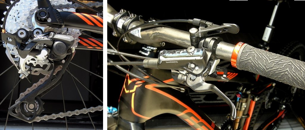 Felt Compulsion componets: Shimano Deore XT Shadow Plus rear mech, XT Trail Brakes