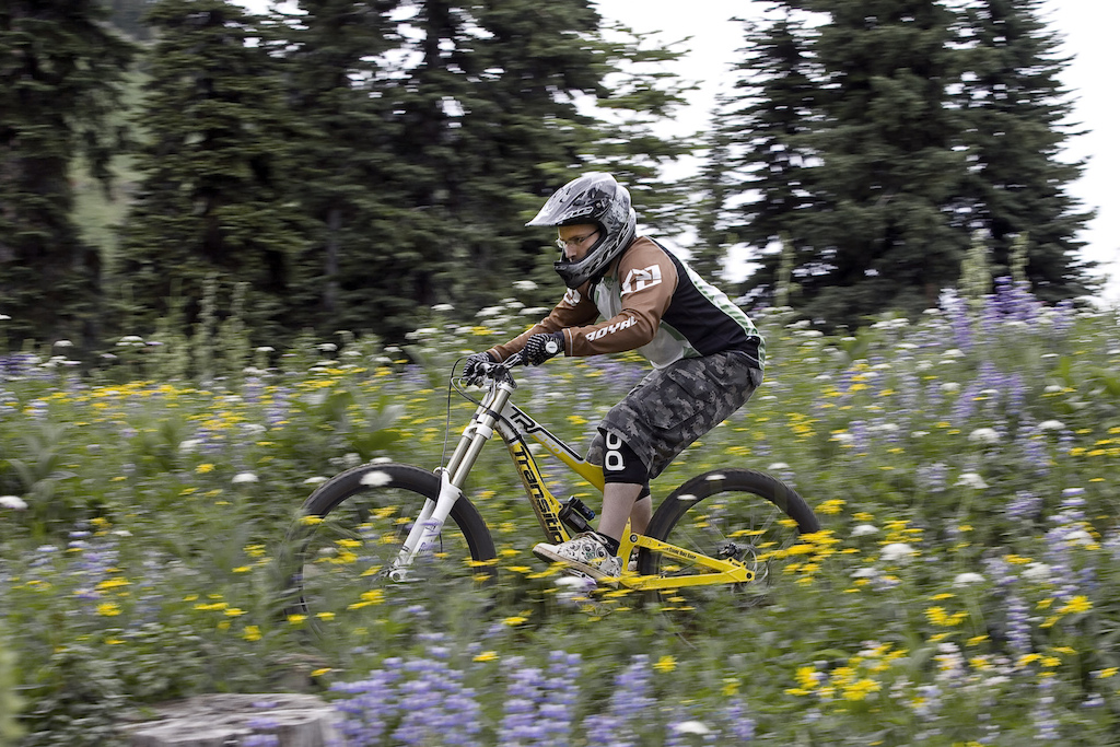 Not racing but riding through "Cat Trax" in the Sun Peaks Bike Park...