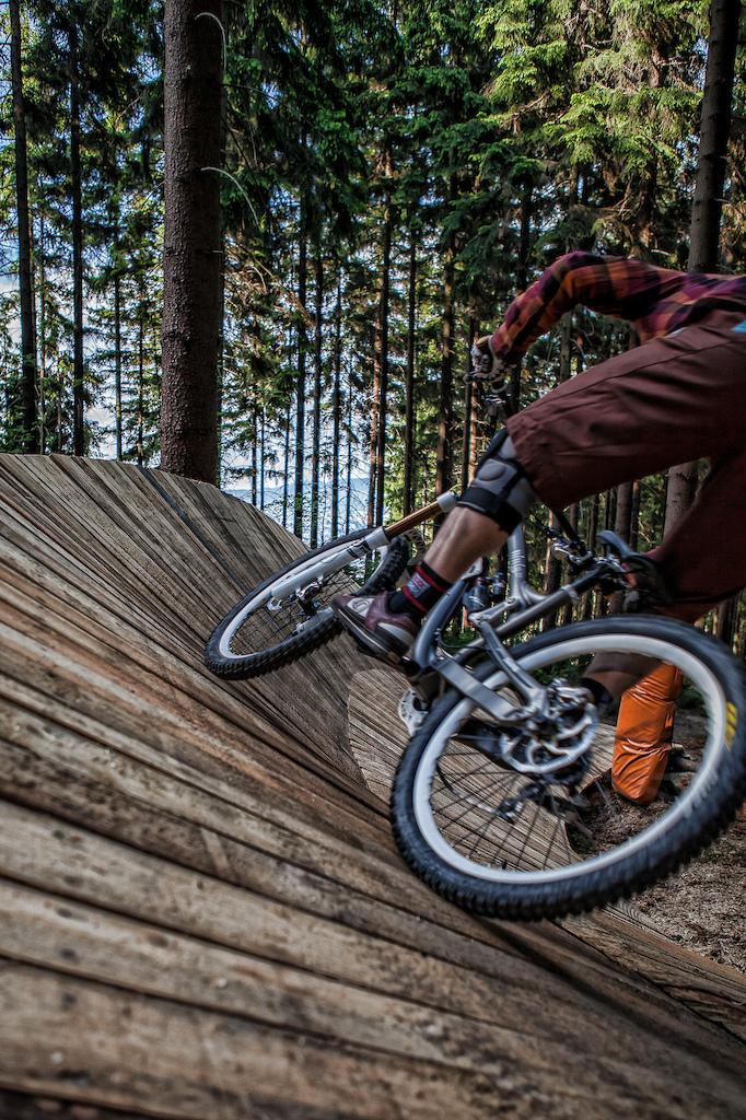 The new obstacle in Bikepark Jested shot by Petr Hudousek.