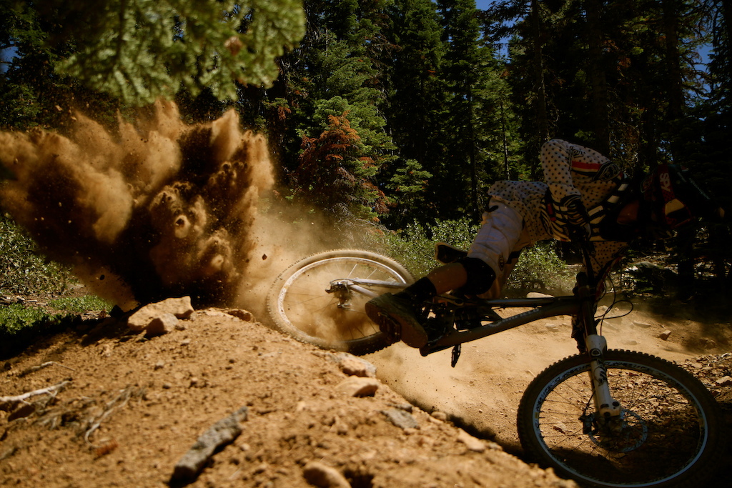 Going fast on bikes in Tahoe.