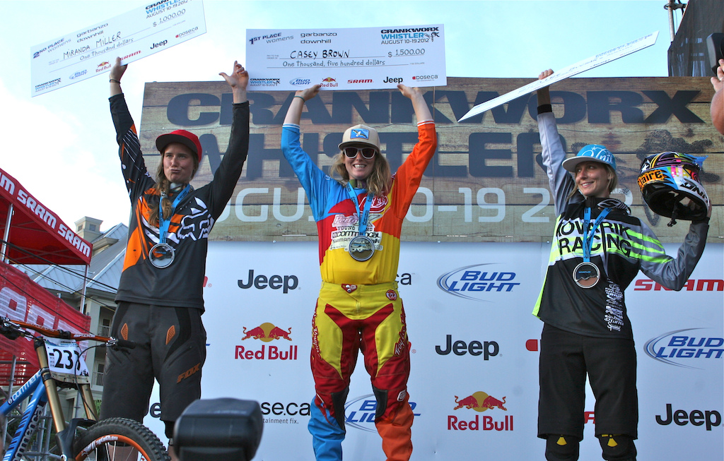 Casey Brown took the 2012 Crankworx Garaanzo DH win, followed by Miranda Miller and Claire Buchar. All three women will be representing Canada at the 2012 World Championship in Austria.