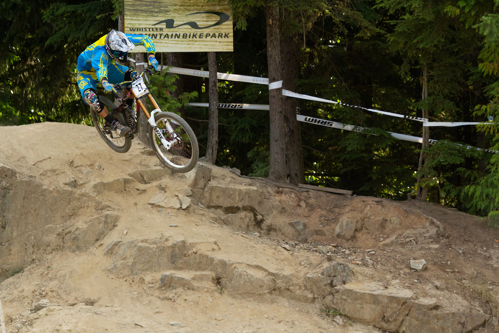 Jack Reeding from the UK smashing his way to a solid 6th place, making it under the 13min mark in the Crankworx Garbanzo Downhill race.