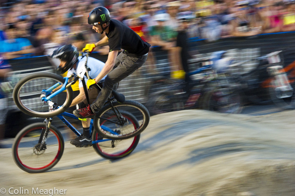 Heat two with Troy Brosnan taking the pass on the inside and in the air.