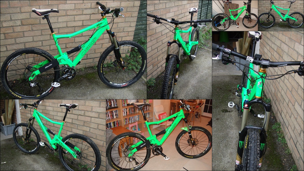 Resprayed (40th birthday treat) neon green by Orange...top job!  Photos don't do the green justice...think Monster!  Little bits of gold...and yes, removed the front mudguard...never used it outside!  A fantstic bike, done some serious mile on her.  A bike for life!