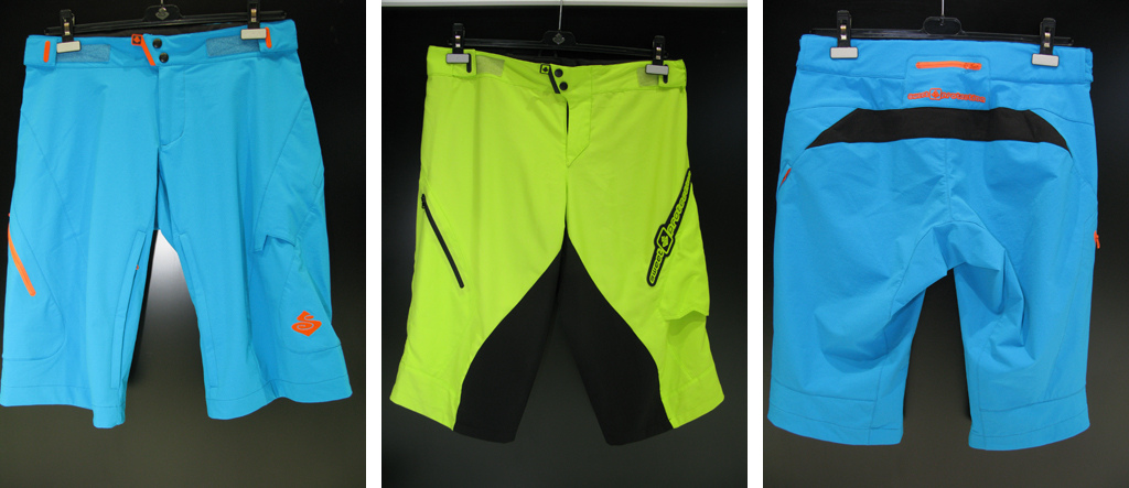 Sweet Protection's blue shorts shown here are mid length for all mountain use and come just past your knee while the fluro yellow is the downhill short and is cut a little longer.  Other colourways are available.