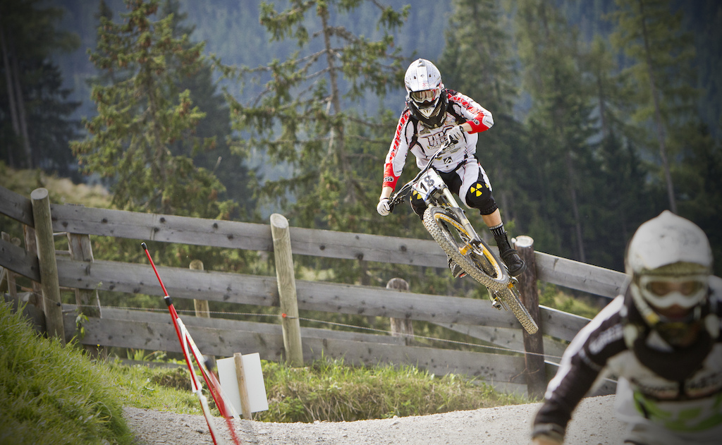 Practice during the 2012 UCI DH world champs in Leogang, Austria.