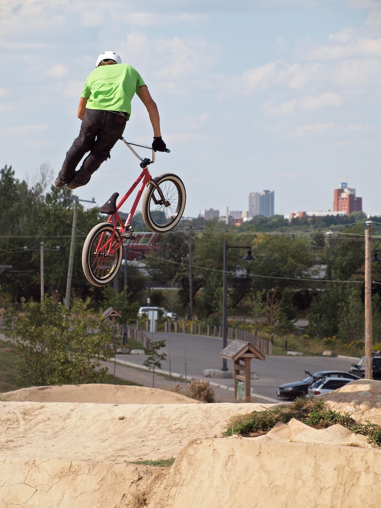 No Footed Can over the dirt jumps at Mclennan Park in Kitchener.