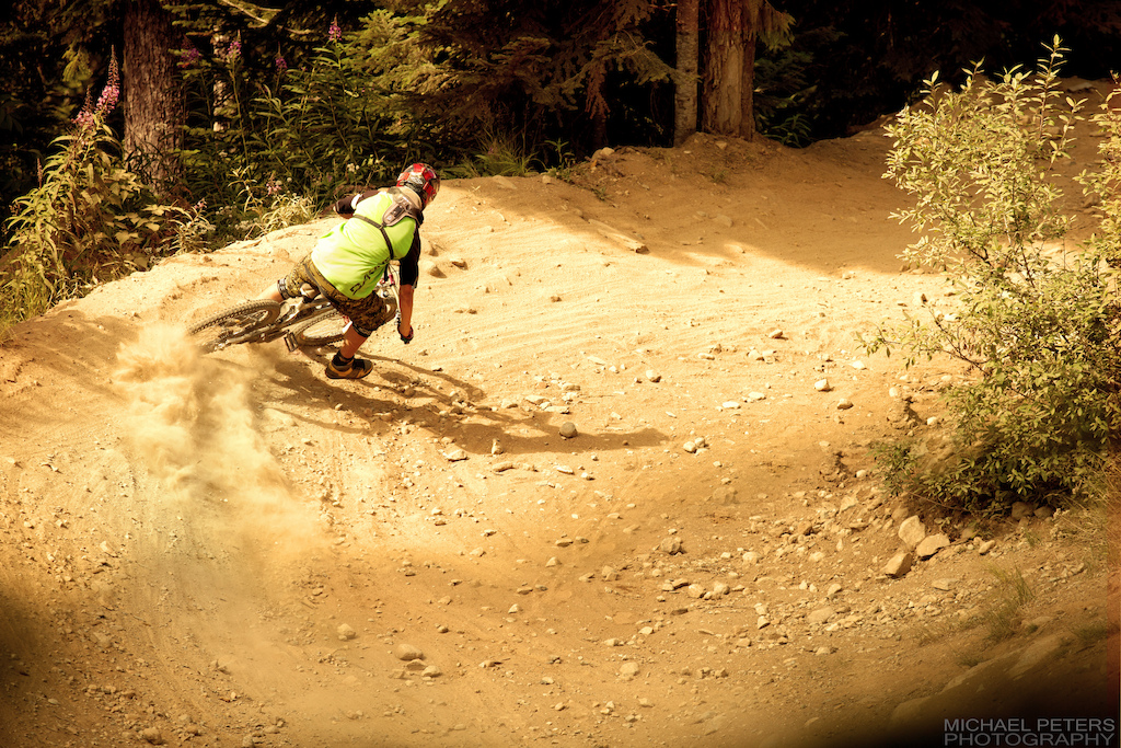 What better way to spend a sunny morning in Whistler than kicking up some dust in the bike park.

© Michael Peters