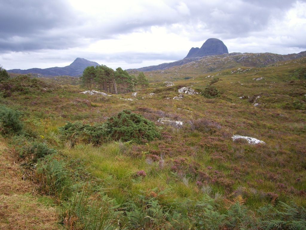 Looking back on suilven (the pillar mountain)
