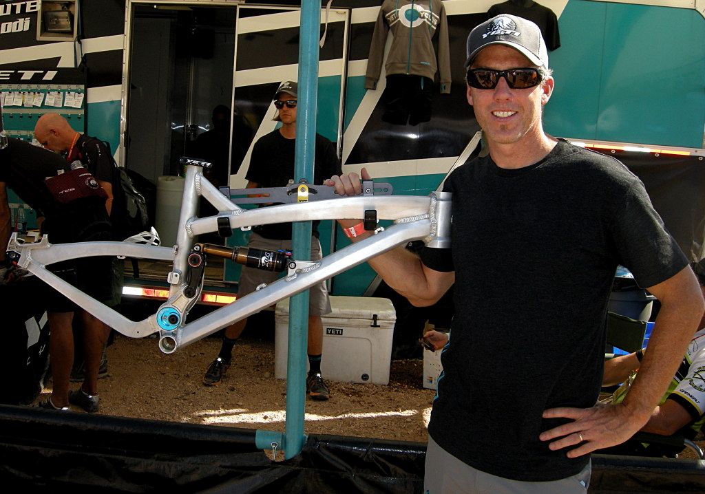 Chris Conroy with the Yeti 66 suspension demo frame