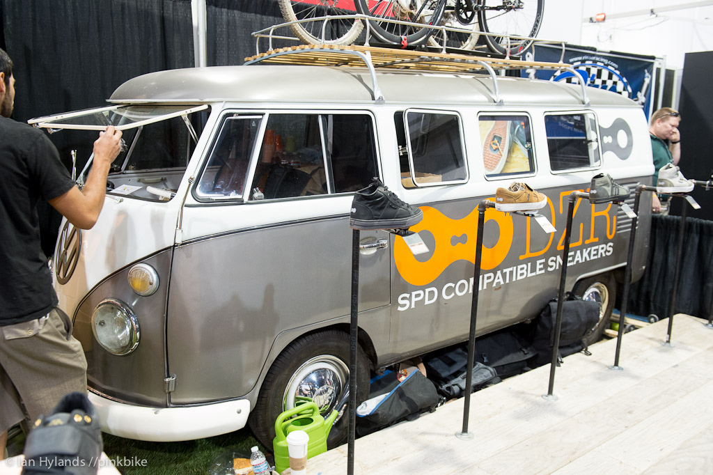 DZR makes waterproof SPD compatible sneakers. And they brought a sweet VW window van as well.