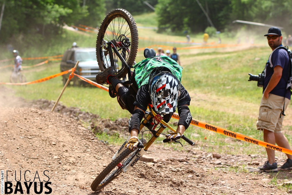 GES racer came up a bit short on the finish line jump and sent it over the bars to a broken wrist!

Unedited!