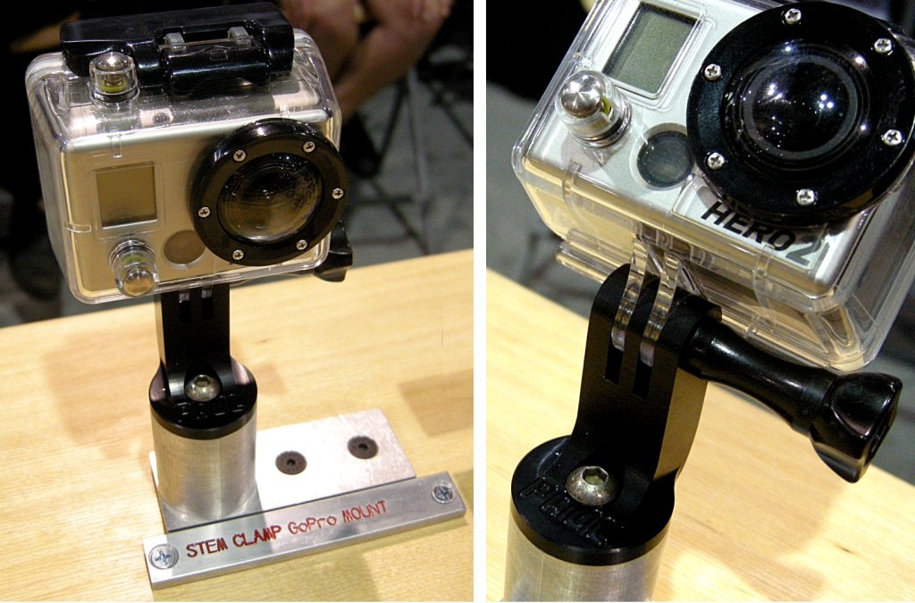 Paul Components builds a stem-cap mount for the GoPro camera. The machining is beautiful as usual. Turn the camera on yourself or set it an any angle to catch another rider in action.