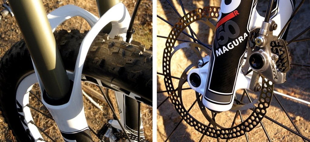Magura TS8 R150 fork dual arch and post-mount for a direct-mount caliper and a 180mm rotor.