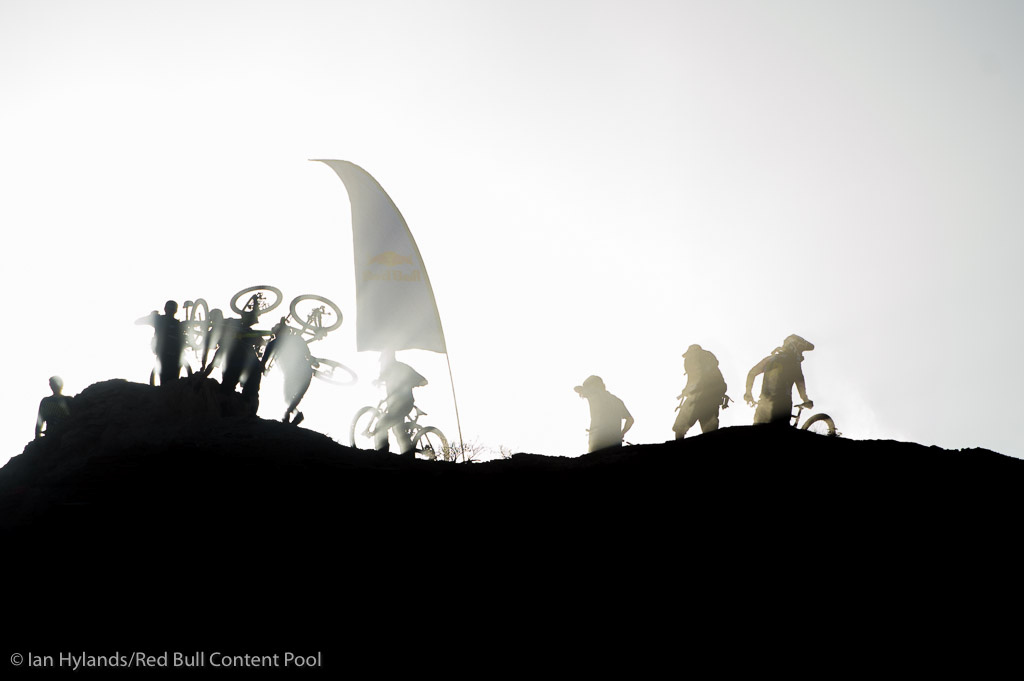 Riders had to hike to the top but there were staff to carry bikes up.