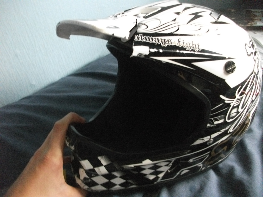Poor helmet:( And now I have some bad injuries.