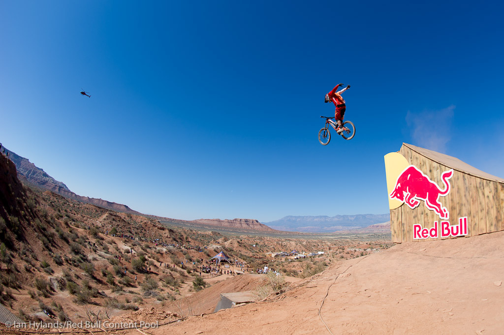 Kyle Strait rides in the finals at Red Bull Rampage in Virgin Utah on 7 October 2012