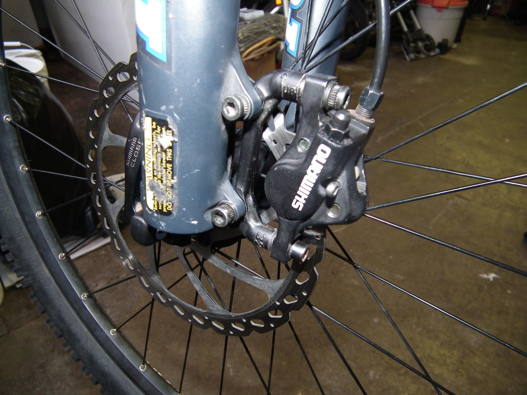 Deore brakes, to a Hayes V7 rotor.