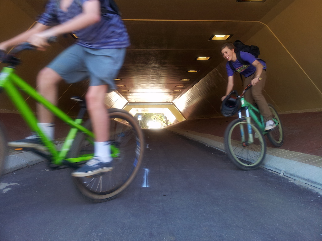 me and scotty pumping the banks in the new tunnel under the freeway! so much fun!