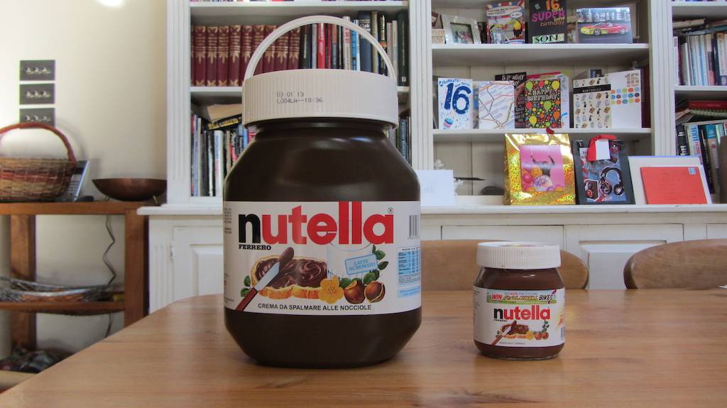 My 18th, big tub of Nutella (5Kg) brought from Switzerland, thanks mum. (Next to it 400g jar)