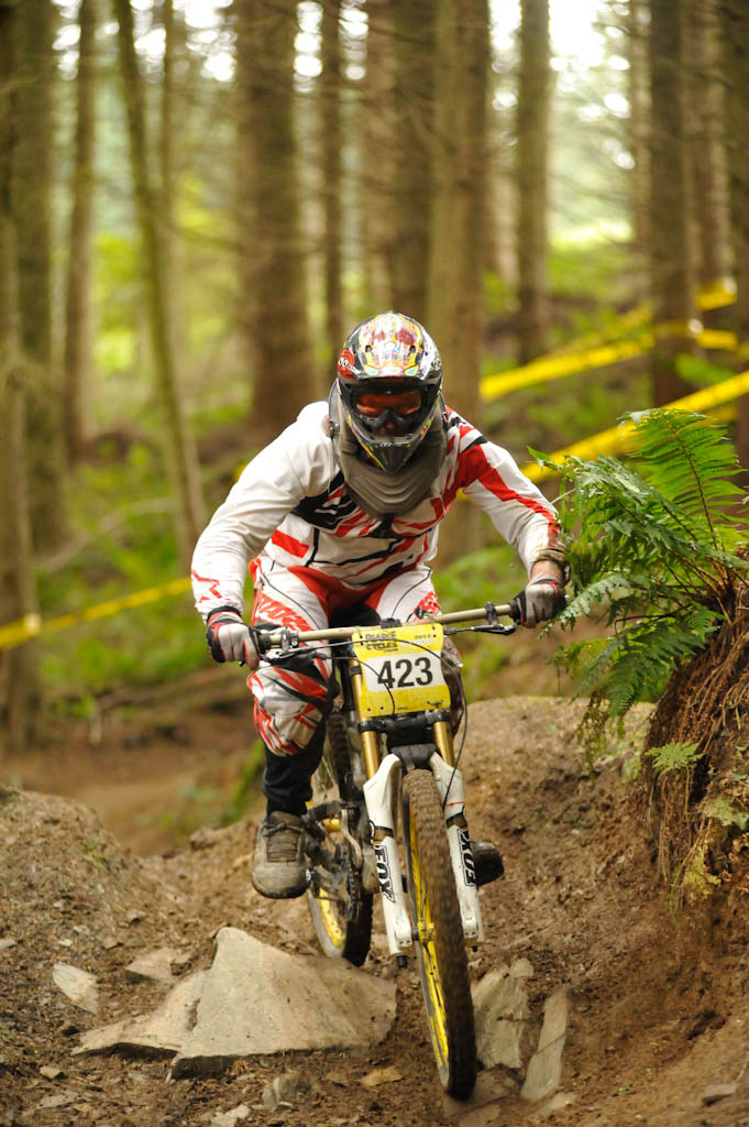 Karl Wilkinson in the rock garden in the Mildland Champs race at Hopton Castle