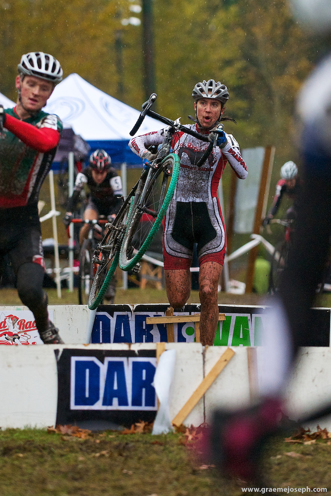 South Surrey, BC – November 18, 2012: Andrea Bunnin, Dead Goat Racing, races during the 2012 Canadian Cyclo-Cross Championships in South Surrey, British Columbia, Canada.