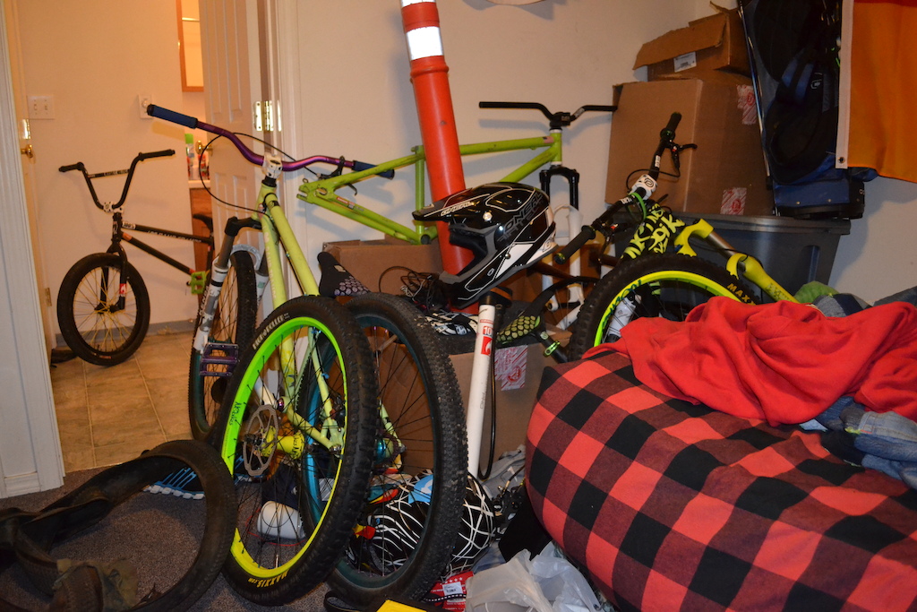 all my bikes. bmx, dirt jump, and slopestyle.