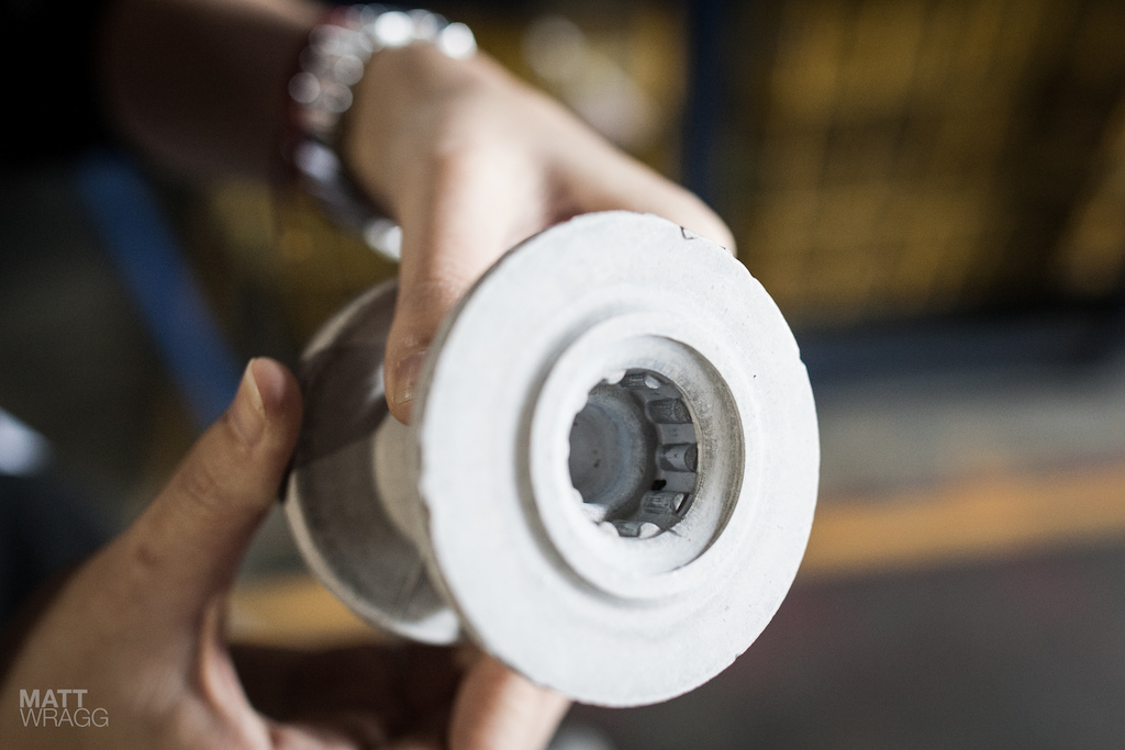 A pressed heat-treated hub.