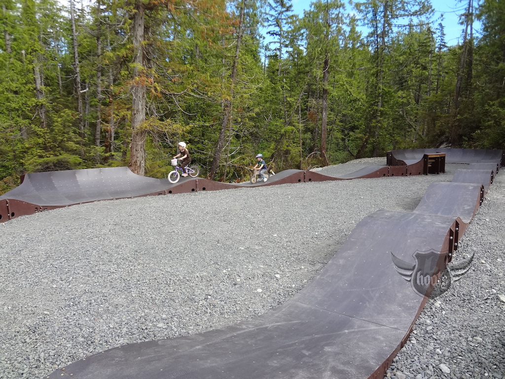Counting laps on the pump track.
