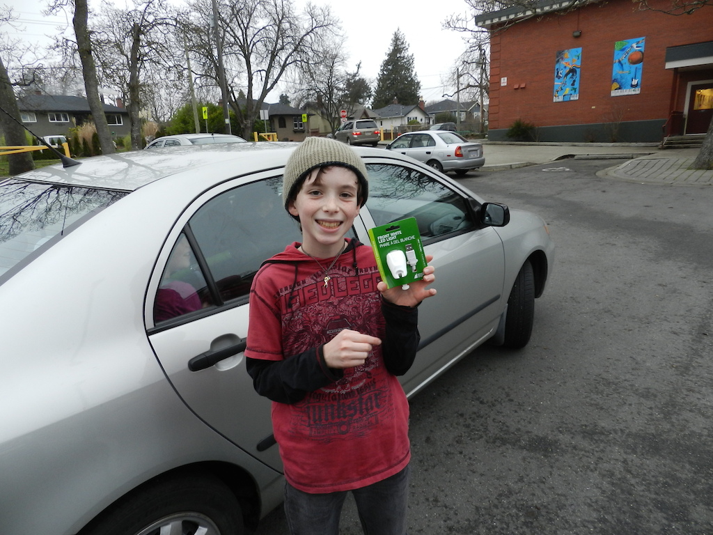 Alessio won the rechargable bike light. Thank you Mountain Equipment Co-op (MEC) for your support.