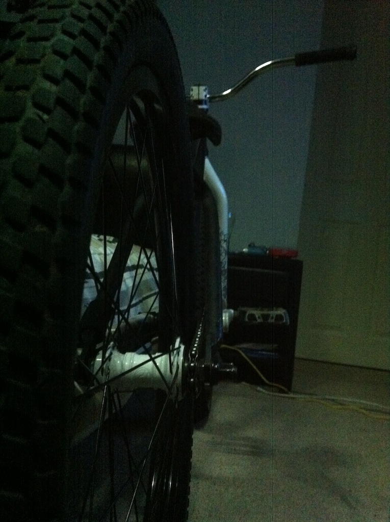My Cap With the old stem and headset on and  new forks and hub and a quick wheel for riding this weekend