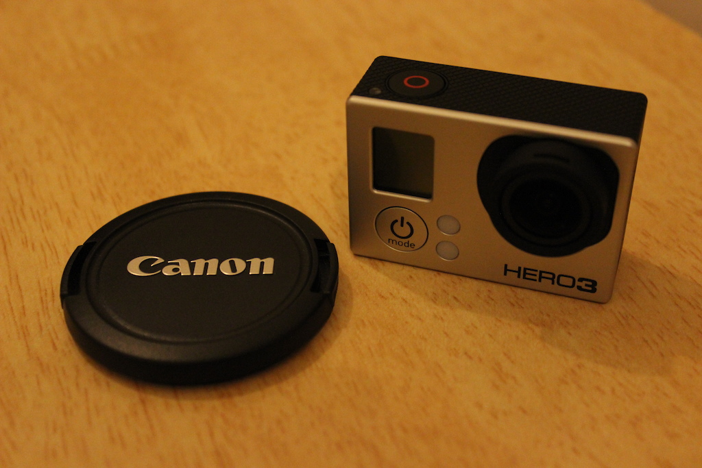New camera! Oh yeah! 

Size of it is smaller than a lens cap off a standard Cannon 600D Lens cap.
