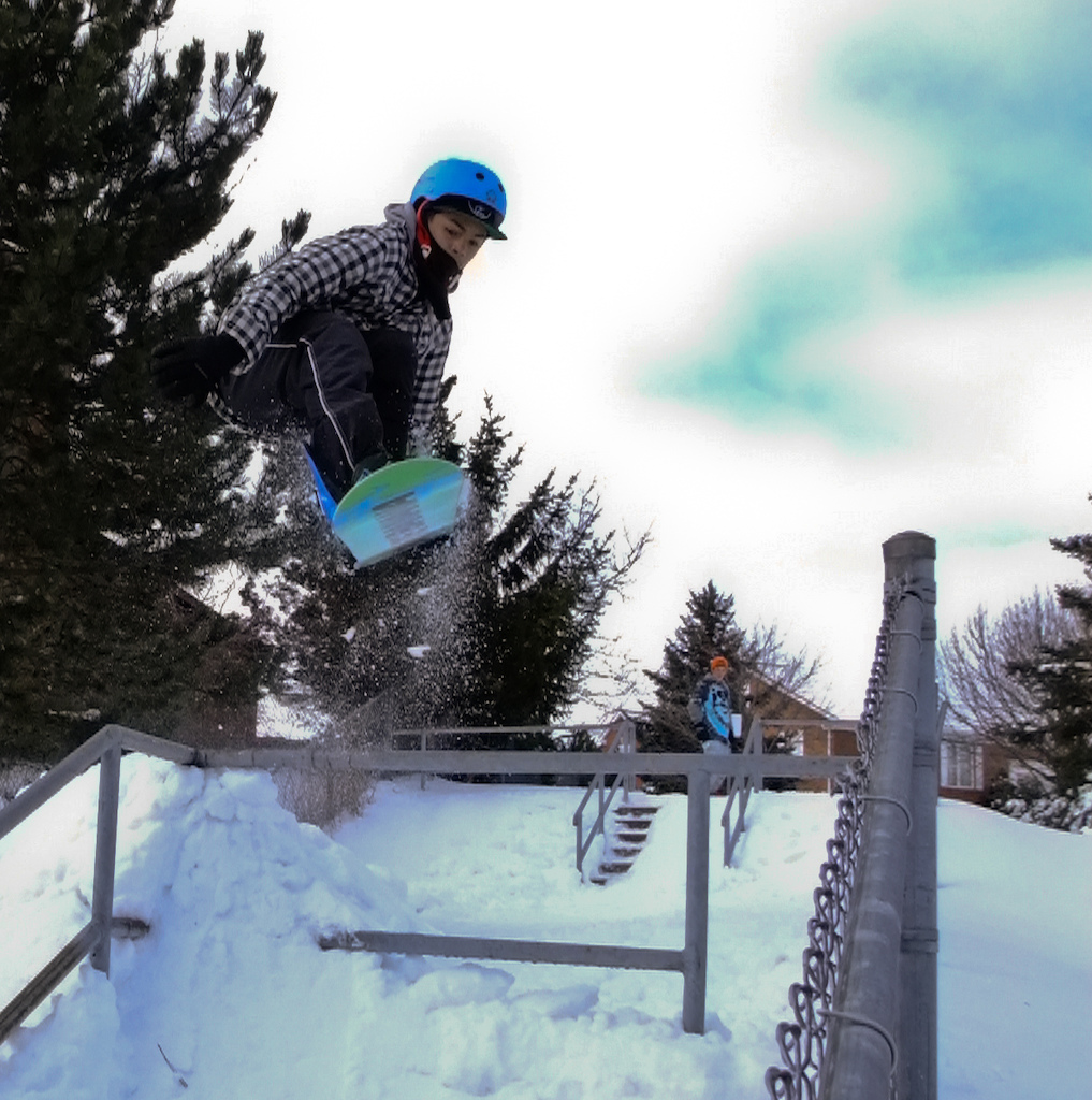 Went riding with the boys yesterday, got some good pics. Taken with my Fuji S200EXR and edited with Lightroom 3. This is my first try at snowboard pics.