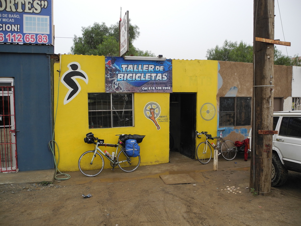 Lucky to find this bike shop in San Quintin