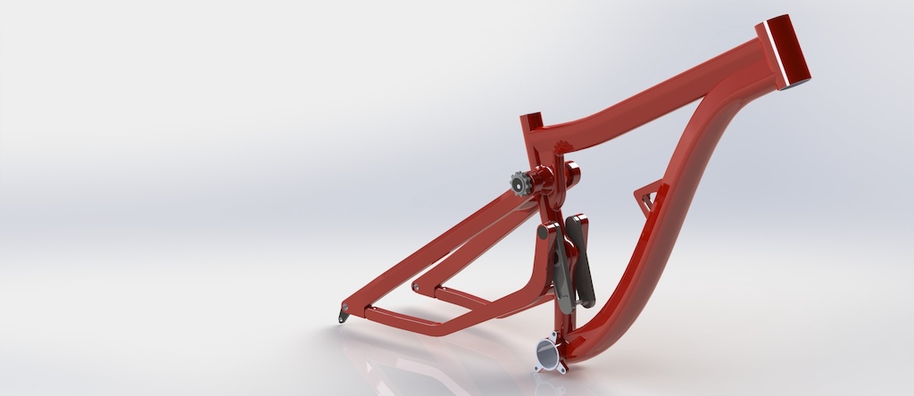 Rendering of a Downhill frame i made in solidworks, i was trying to be rather unconventional. Might get some better renderings up soon...