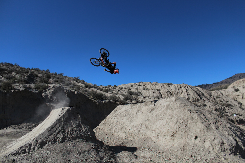 flippin the big line at the ranch on my DH bike
