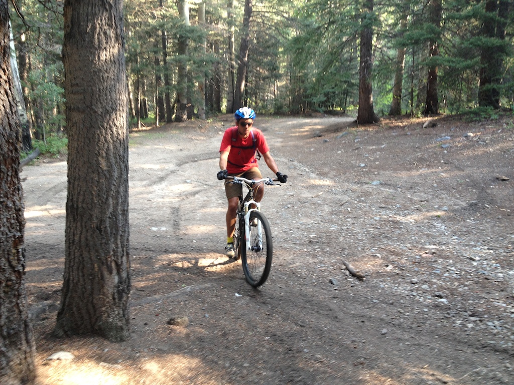 Huffing up a 6 mile climb at the trail network in Salida. 2012
