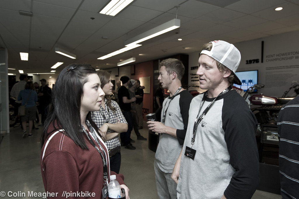 You and seasoned: Holly Feniak and Aaron Gwin taking a few moments to talk shop.